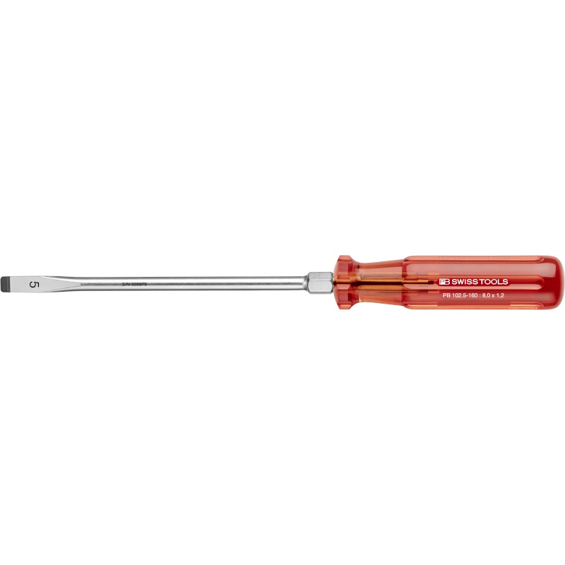 PB Swiss Tools 102.5-160 Classic Schraubendreher mit Sechskantansatz, Schlitz, Gre 5