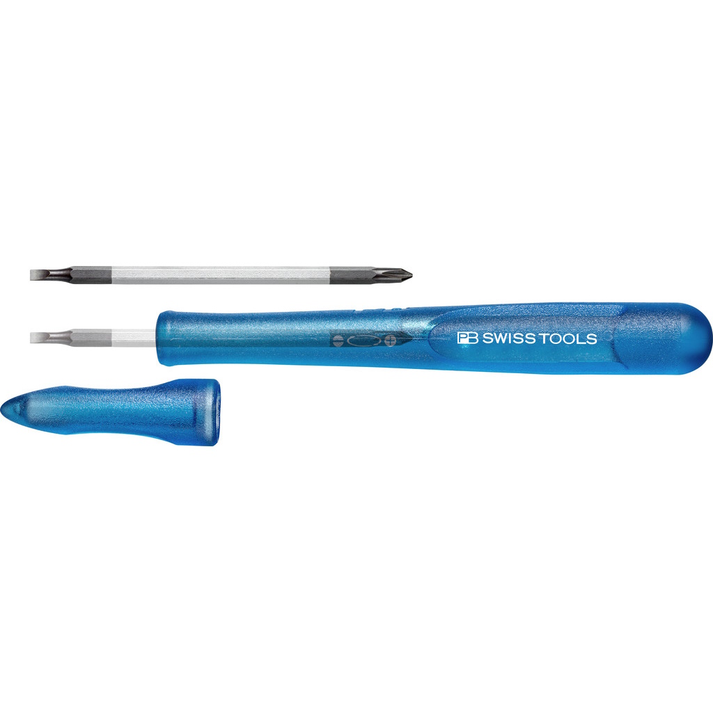 PB Swiss Tools 168.00 Blue Schraubendreher mit Umsteckklinge, Schlitz / Phillips, Gre 00, blau