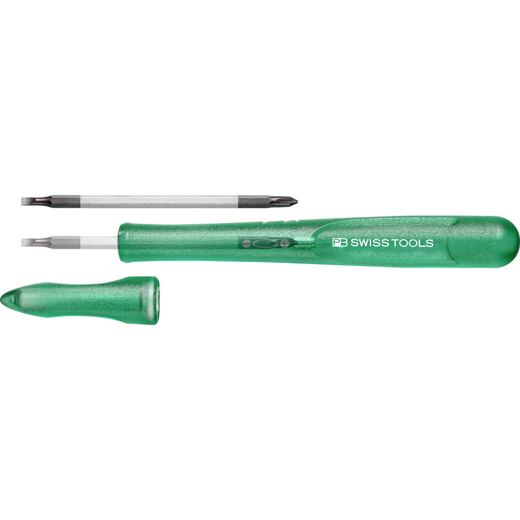 PB Swiss Tools 168.00 Green Schraubendreher mit Umsteckklinge, Schlitz / Phillips, Gre 00, grn