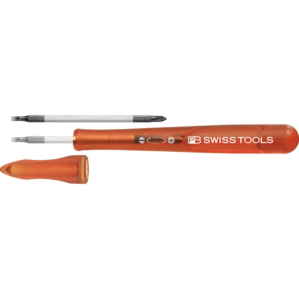 PB Swiss Tools 168.00 Red Schraubendreher mit Umsteckklinge, Schlitz / Phillips, Gre 00, rot