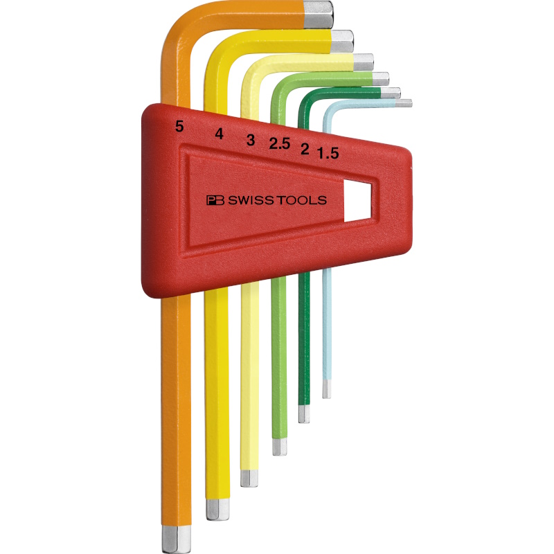 PB Swiss Tools 210.H-5 RB Rainbow Winkelschlsselsatz in Halter, Inbus 1,5 bis 5 mm