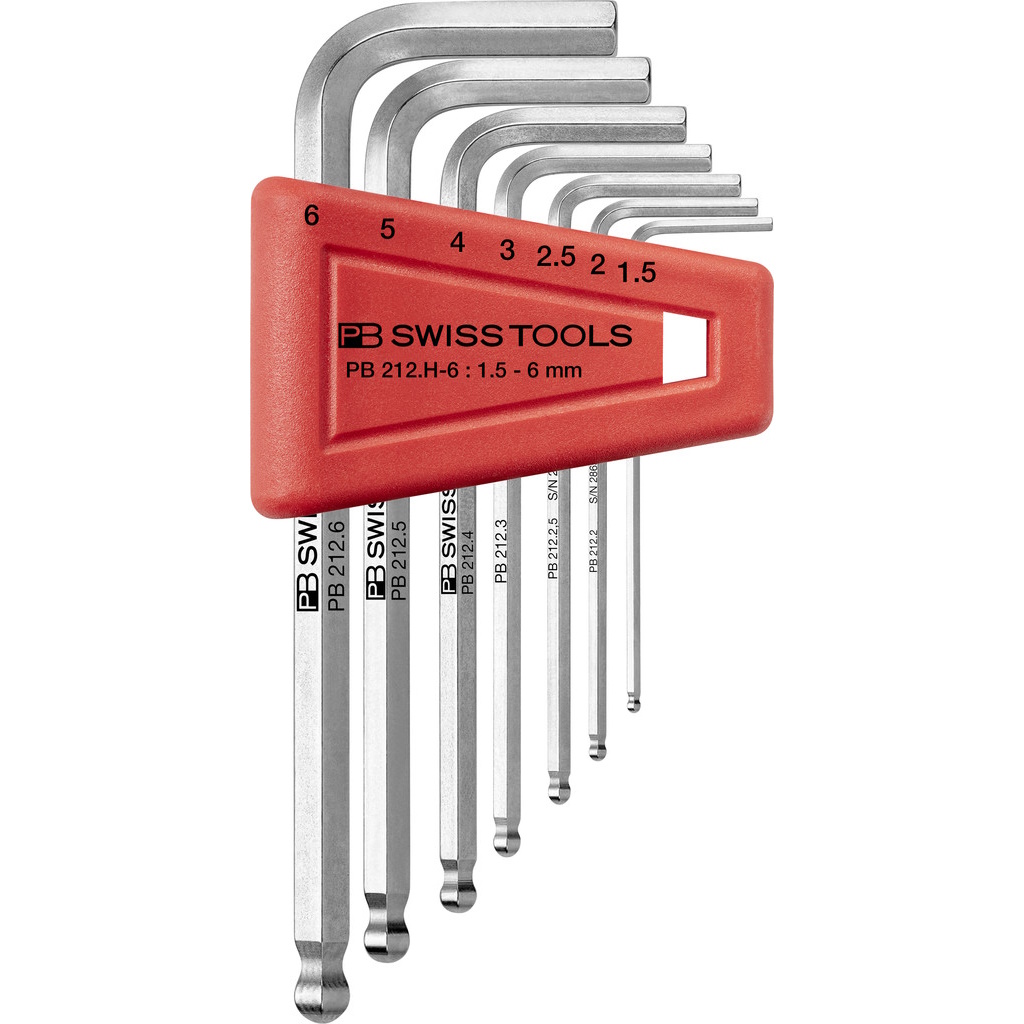 PB Swiss Tools 212.H-6 Winkelschlsselsatz in Halter, Inbus mit Kugelkopf, 1,5 bis 6 mm