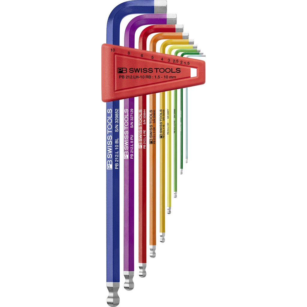 PB Swiss Tools 212.LH-10 RB Rainbow Winkelschlsselsatz, lang, Inbus mit Kugelkopf 1,5 bis 10 mm