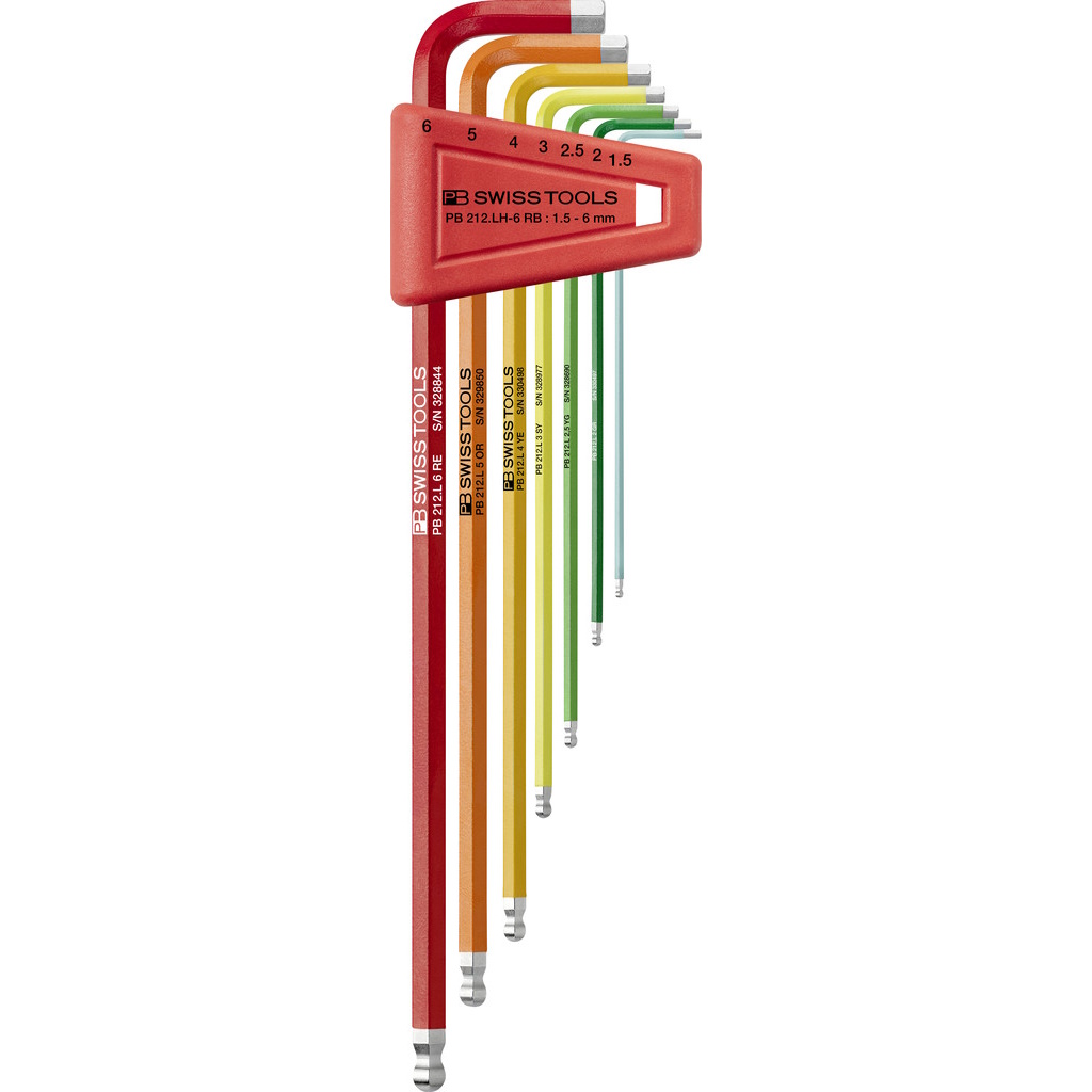 PB Swiss Tools 212.LH-6 RB Rainbow Winkelschlsselsatz, lang, Inbus mit Kugelkopf 1,5 bis 6 mm