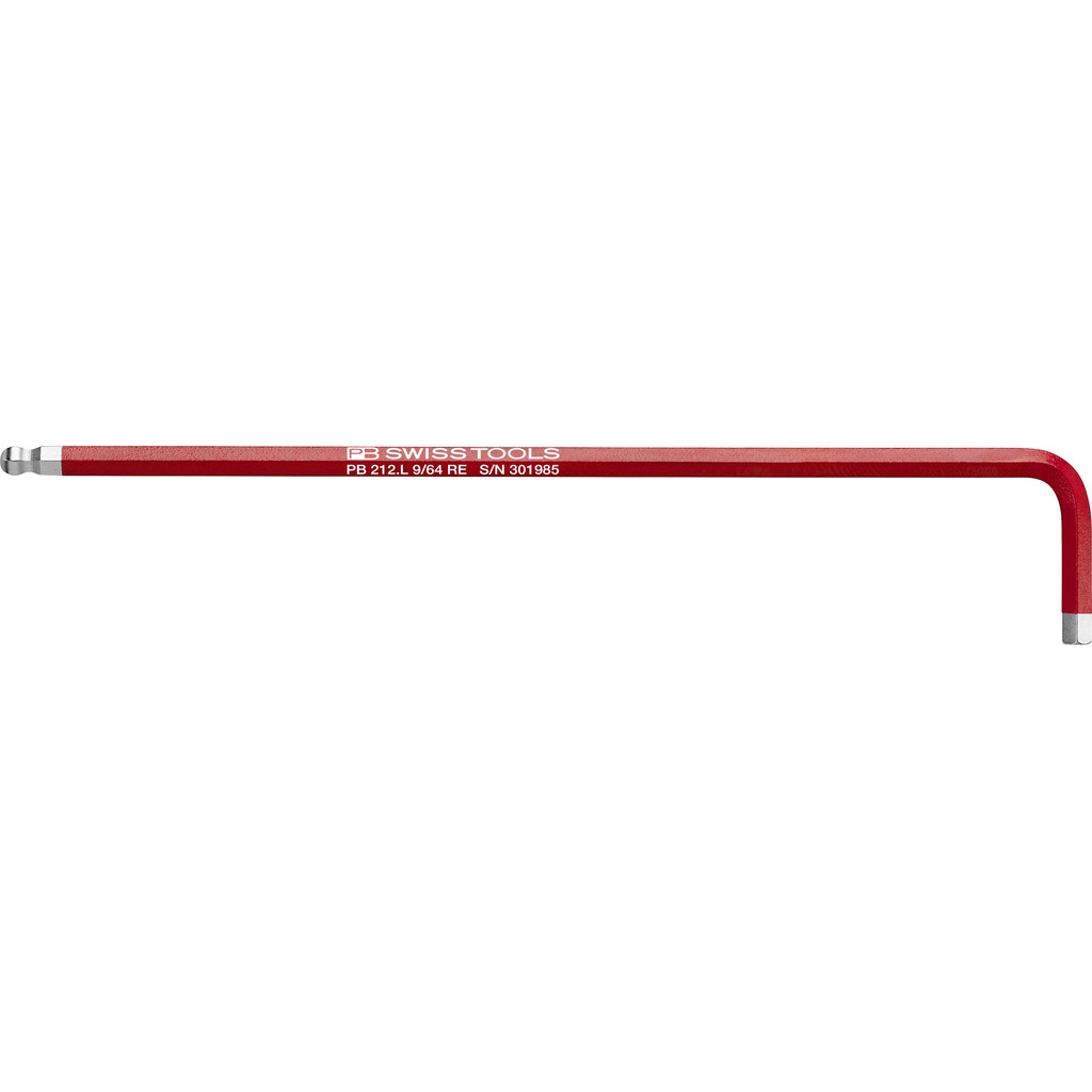 PB Swiss Tools 212Z.L 9/64 RE Winkelschlssel lang mit Kugelkopf, 9/64", rot