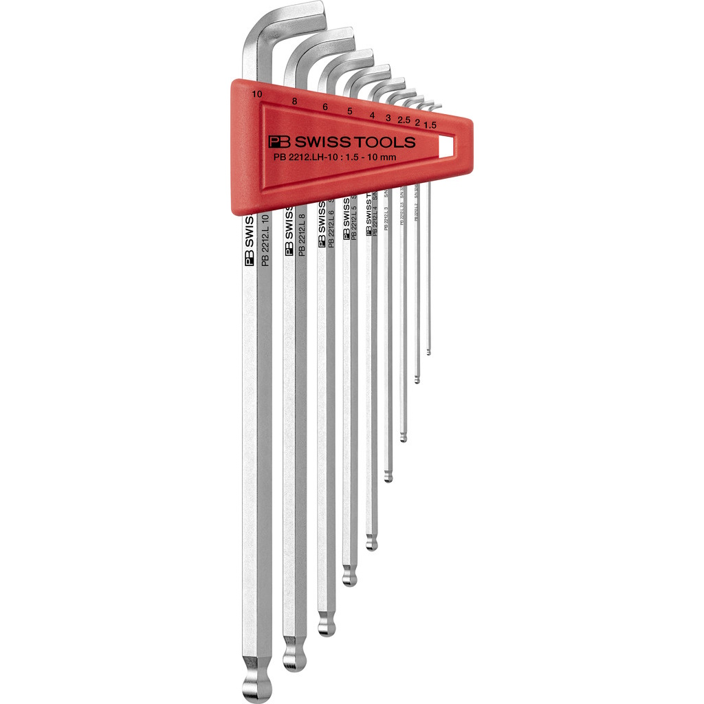 PB Swiss Tools 2212.LH-10 Winkelschlsselsatz mit 100 Winkel, lang, Inbus mit Kugelkopf, 1,5 bis 10 mm