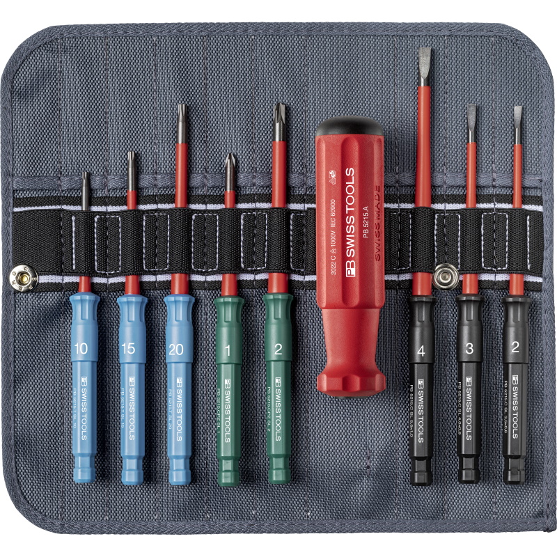 PB Swiss Tools 5219.SU Classic VDE Slim SchraubenzieherSet in Rolltasche, Schlitz/PlusminusPZ/Torx