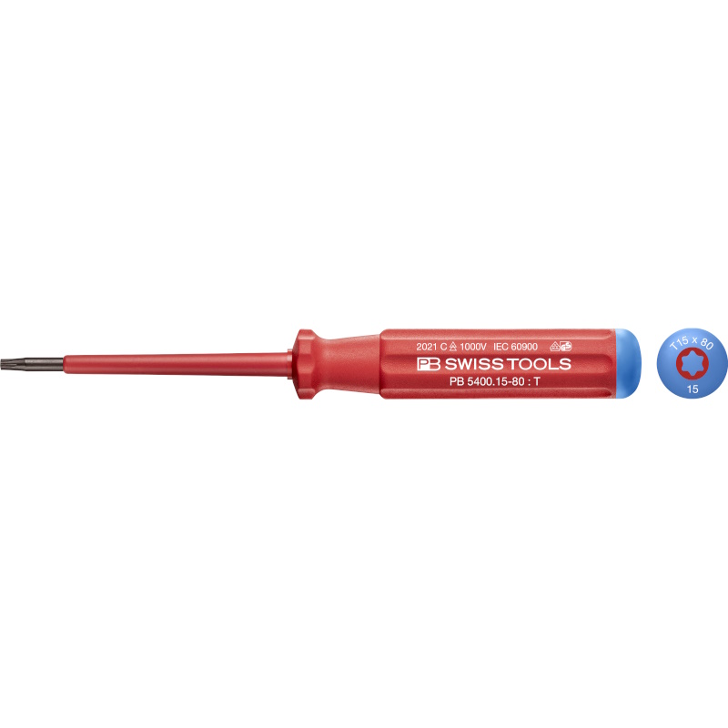 PB Swiss Tools 5400.15-80 Classic VDE Schraubendreher Torx gre T15