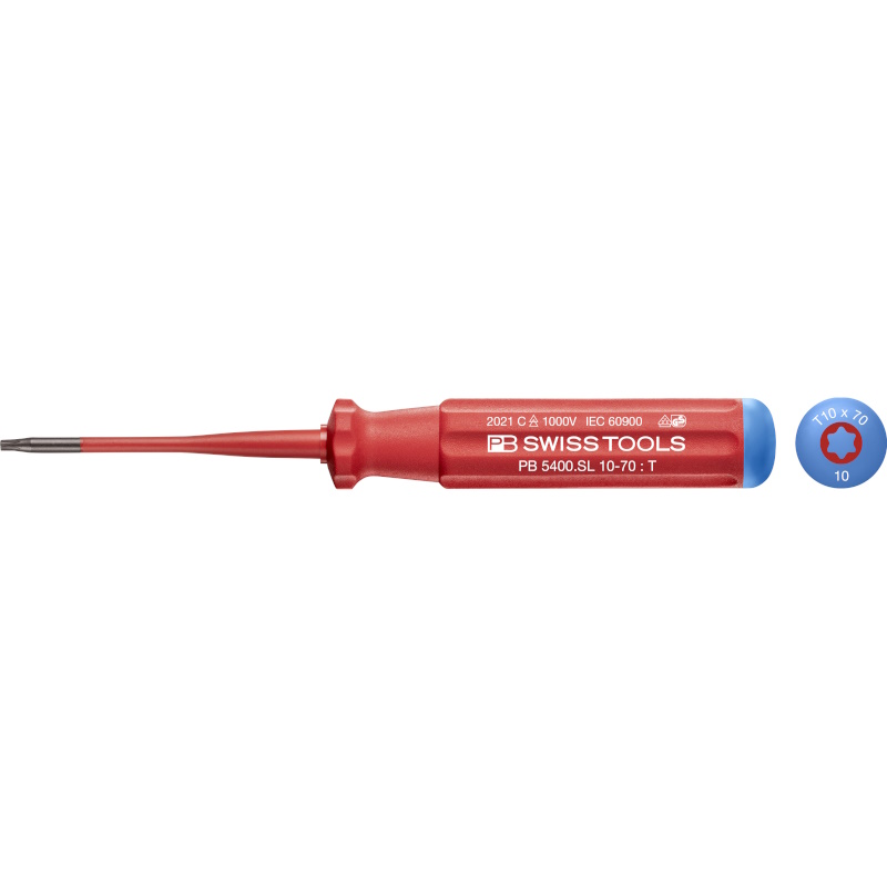 PB Swiss Tools 5400.SL 10-70 Classic VDE Slim Schraubendreher, Torx, gre T10