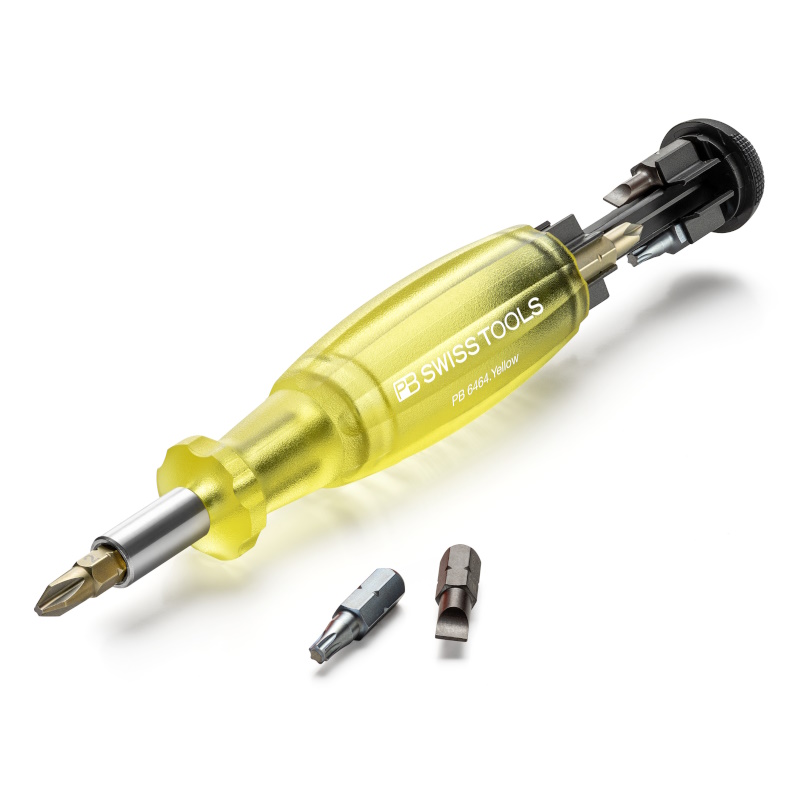 PB Swiss Tools 6464.Yellow Insider, Bithalter mit 8 Bits im Griff, gelb