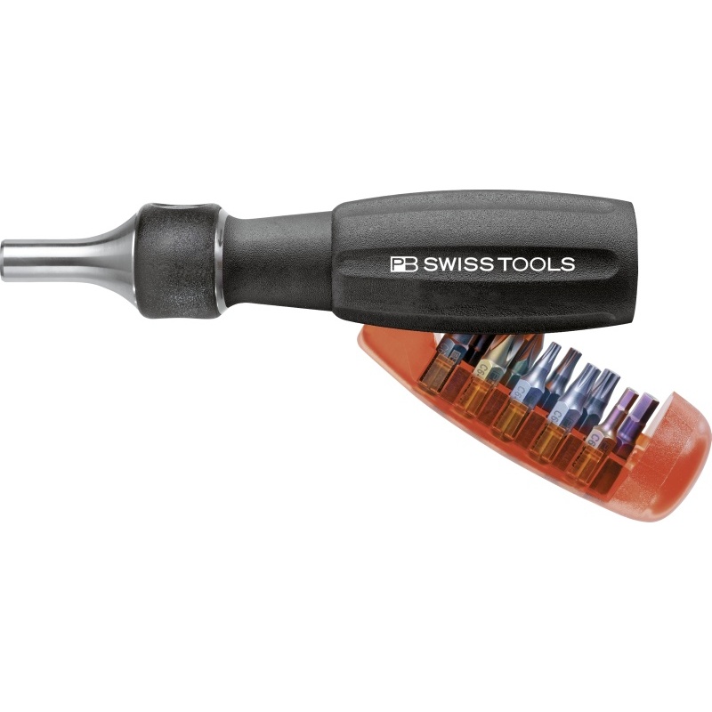 PB Swiss Tools 6510.R-30 Insider 3, Ratschenbithalter mit 10 x 1/4" C6 Bits im Griff, schwarz