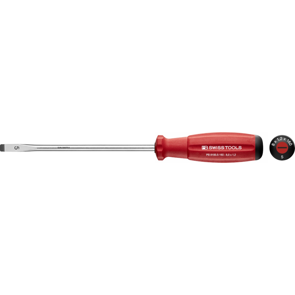 PB Swiss Tools 8100.5-160 SwissGrip Schlitzschraubendreher gre 5