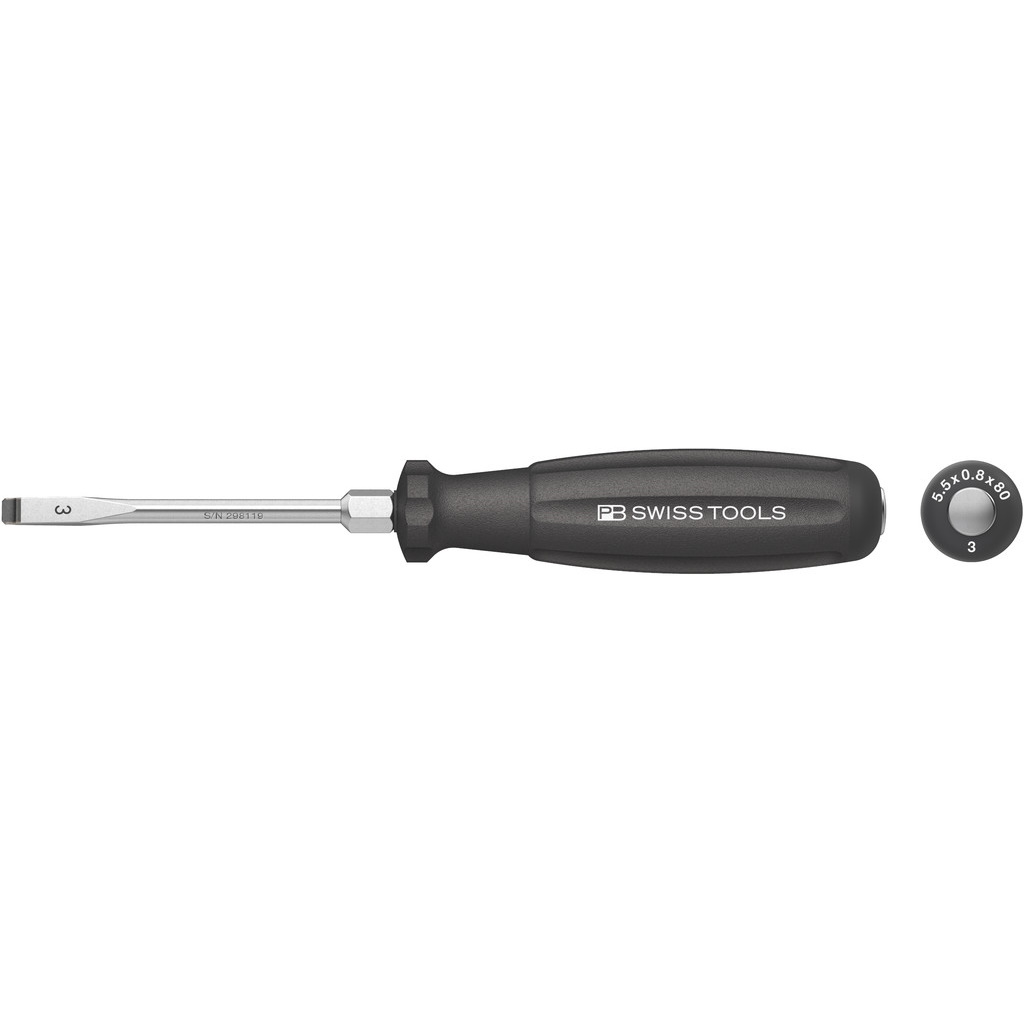 PB Swiss Tools 8102.DN 3-80 SwissGrip Schlitzschraubendreher mit Schlagkappe, gre 3