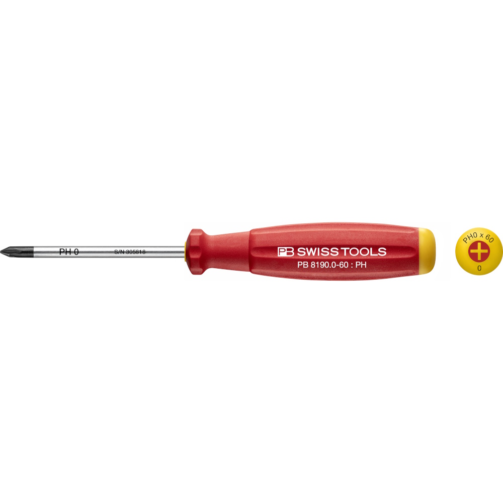 PB Swiss Tools 8190.0-60 SwissGrip Schraubendreher Phillips gre PH0, standard