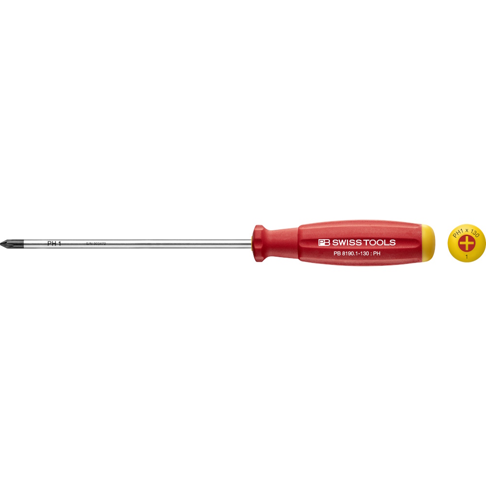 PB Swiss Tools 8190.1-130 SwissGrip Schraubendreher Phillips gre PH1, lang