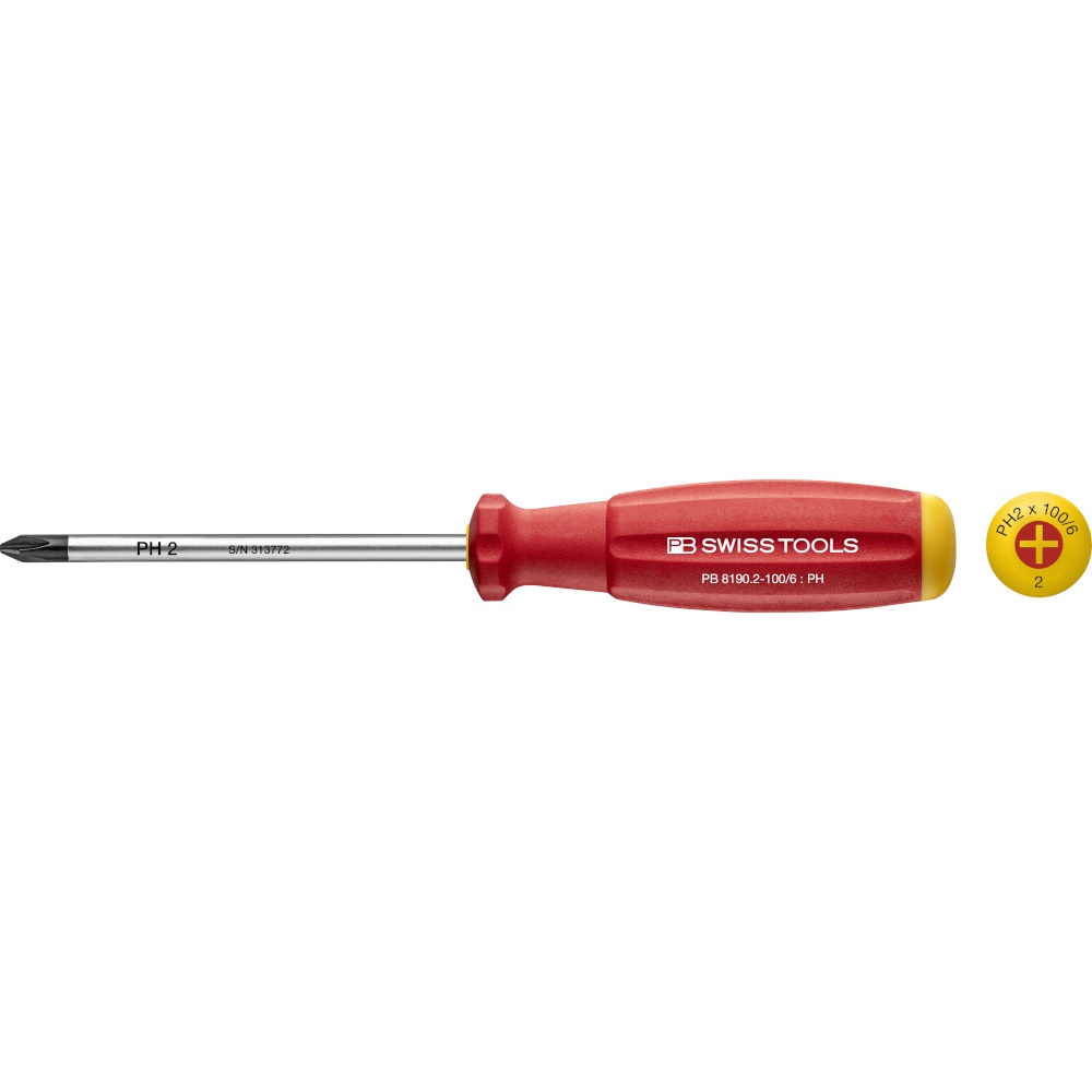 PB Swiss Tools 8190.2-100/6 SwissGrip Schraubendreher Phillips gre PH2, standard