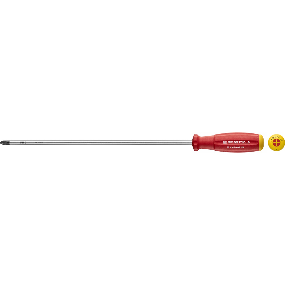 PB Swiss Tools 8190.2-300/7 SwissGrip Schraubendreher Phillips gre PH2, extra lang