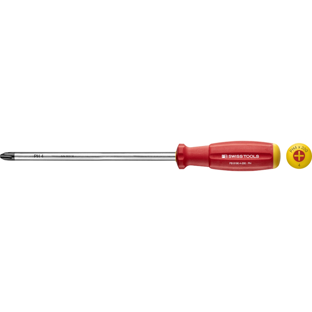 PB Swiss Tools 8190.4-200 SwissGrip Schraubendreher Phillips gre PH4, standard