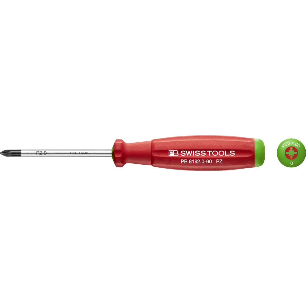 PB Swiss Tools 8192.0-60 SwissGrip Schraubendreher Pozidriv gre PZ0, standard