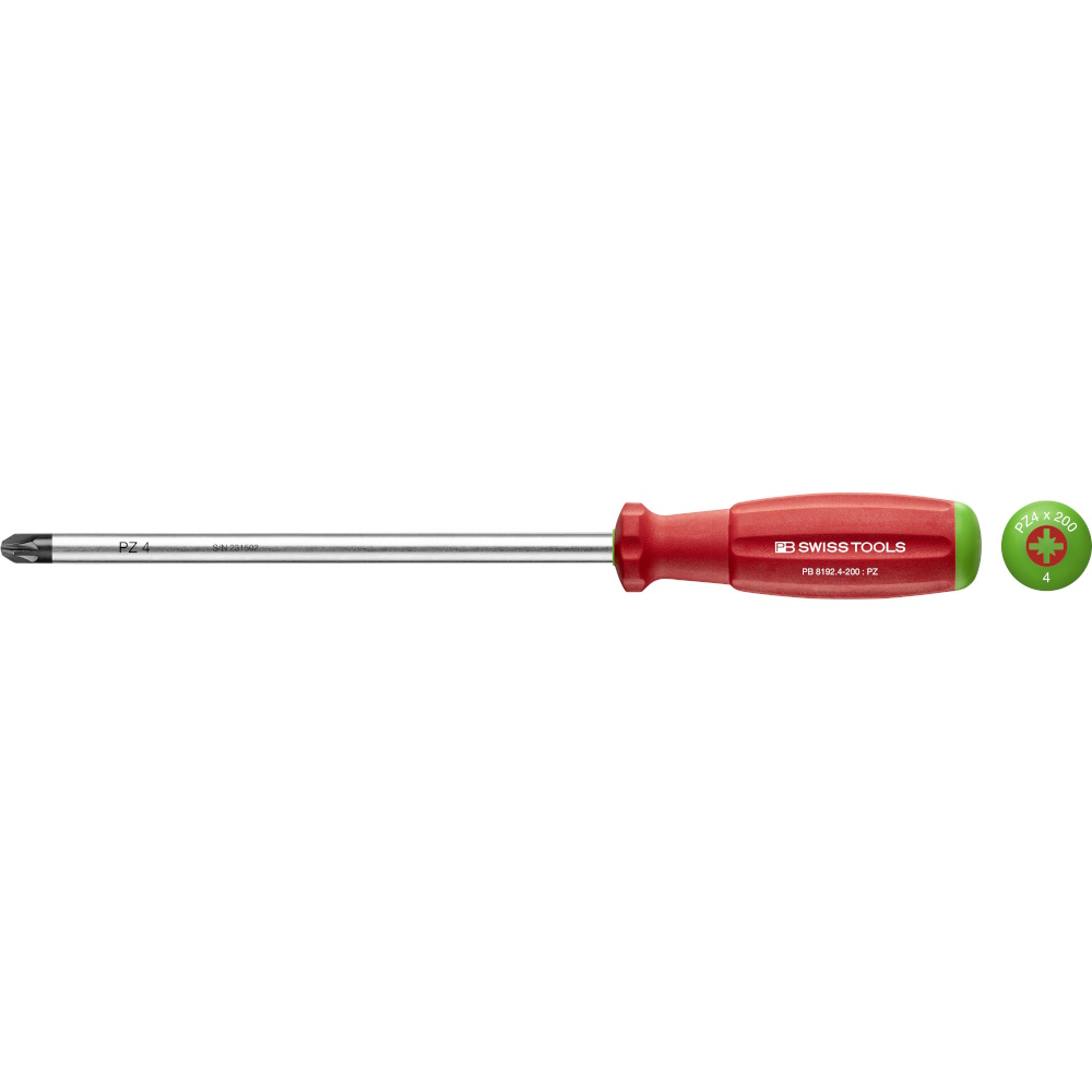 PB Swiss Tools 8192.4-200 SwissGrip Schraubendreher Pozidriv gre PZ4, standard