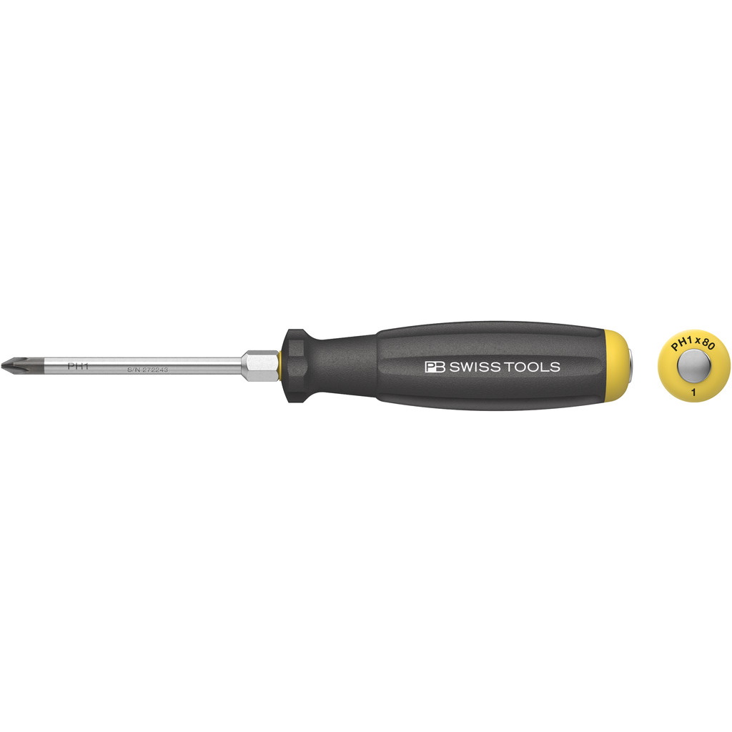 PB Swiss Tools 8193.DN 1-80 SwissGrip Schraubendreher mit Schlagkappe Phillips gre PH1