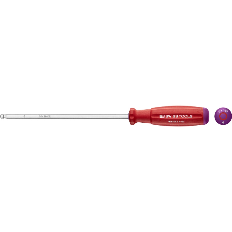 PB Swiss Tools 8206.S6-160 SwissGrip Schraubendreher Inbus mit Kugelkopf 6 mm