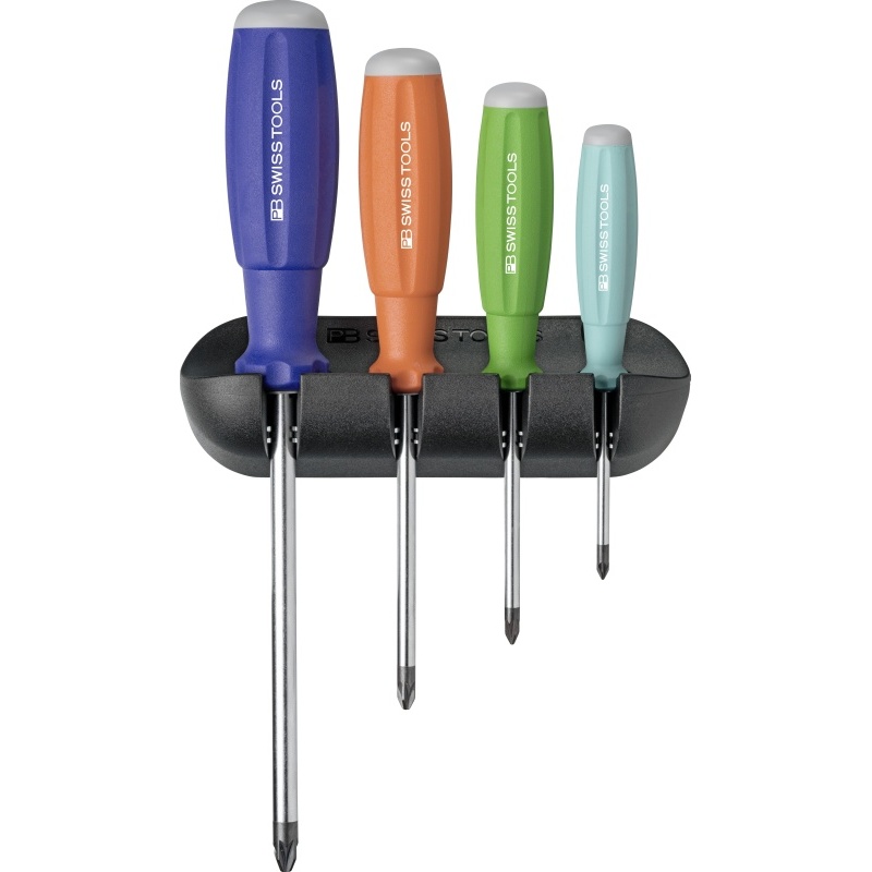 PB Swiss Tools 8243.RB Swissgrip Rainbow Schraubendrehersatz, Pozidriv, in Halter