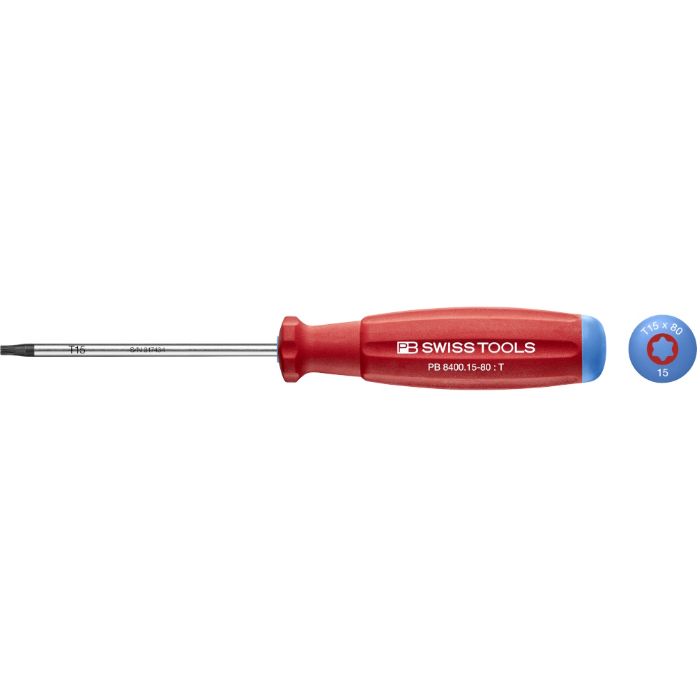 PB Swiss Tools 8400.15-80 SwissGrip Schraubendreher Torx gre T15