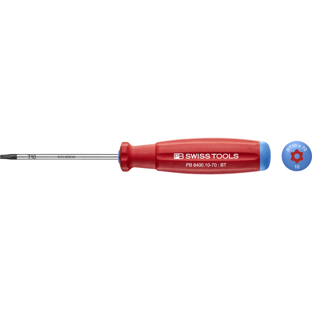 PB Swiss Tools 8400.B 10-70 SwissGrip Schraubendreher, Torx mit Bohrung, gre T10