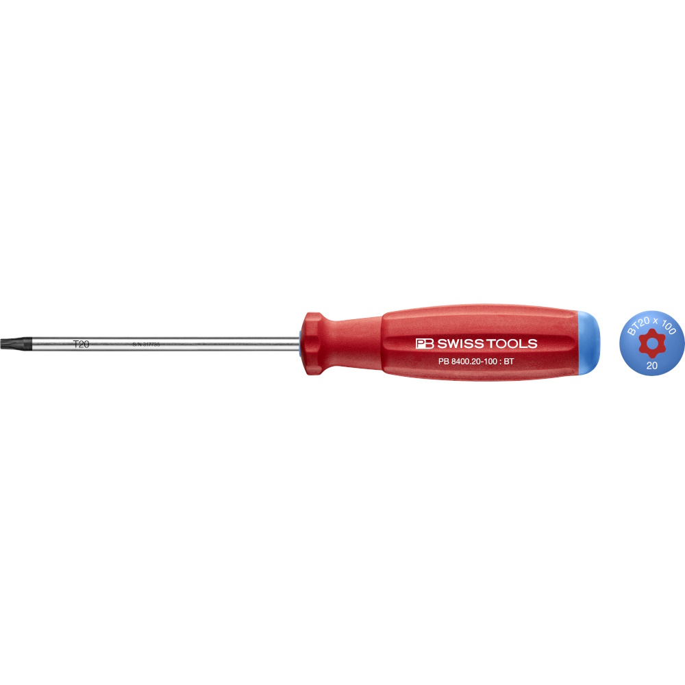 PB Swiss Tools 8400.B 20-100 SwissGrip Schraubendreher, Torx mit Bohrung, gre T20