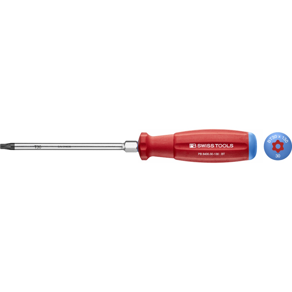 PB Swiss Tools 8400.B 30-130 SwissGrip Schraubendreher, Torx mit Bohrung, gre T30