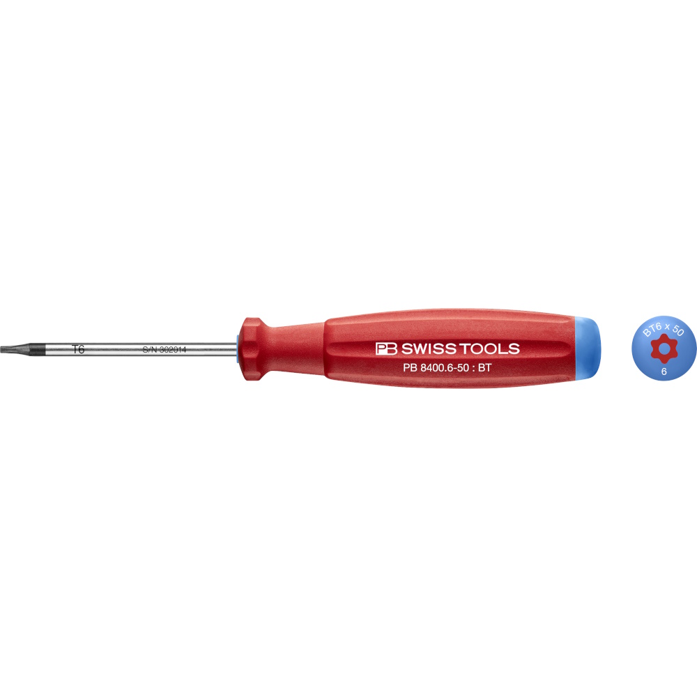 PB Swiss Tools 8400.B 6-50 SwissGrip Schraubendreher, Torx mit Bohrung, gre T6