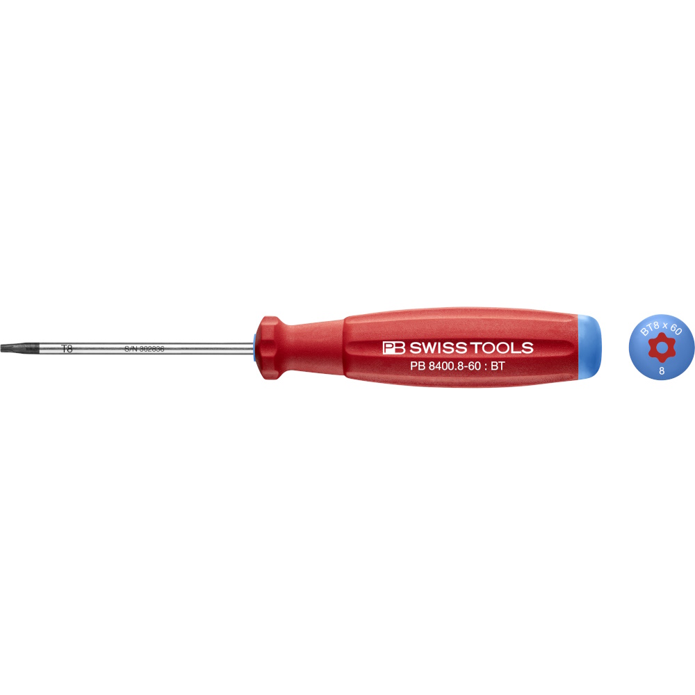 PB Swiss Tools 8400.B 8-60 SwissGrip Schraubendreher, Torx mit Bohrung, gre T8