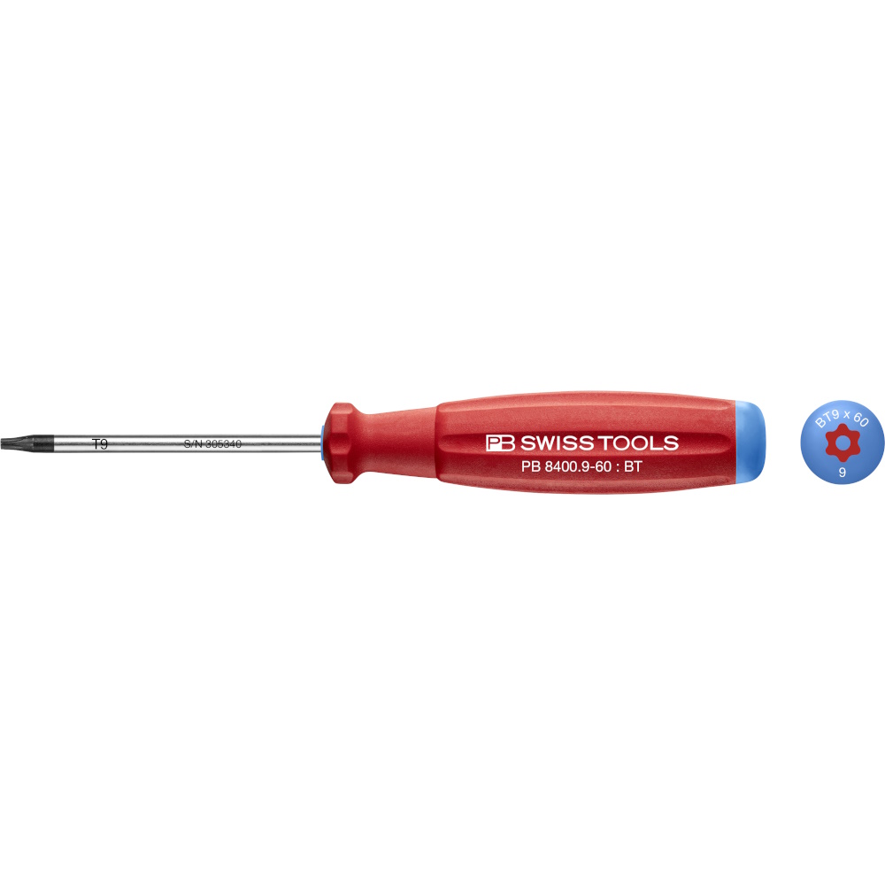 PB Swiss Tools 8400.B 9-60 SwissGrip Schraubendreher, Torx mit Bohrung, gre T9