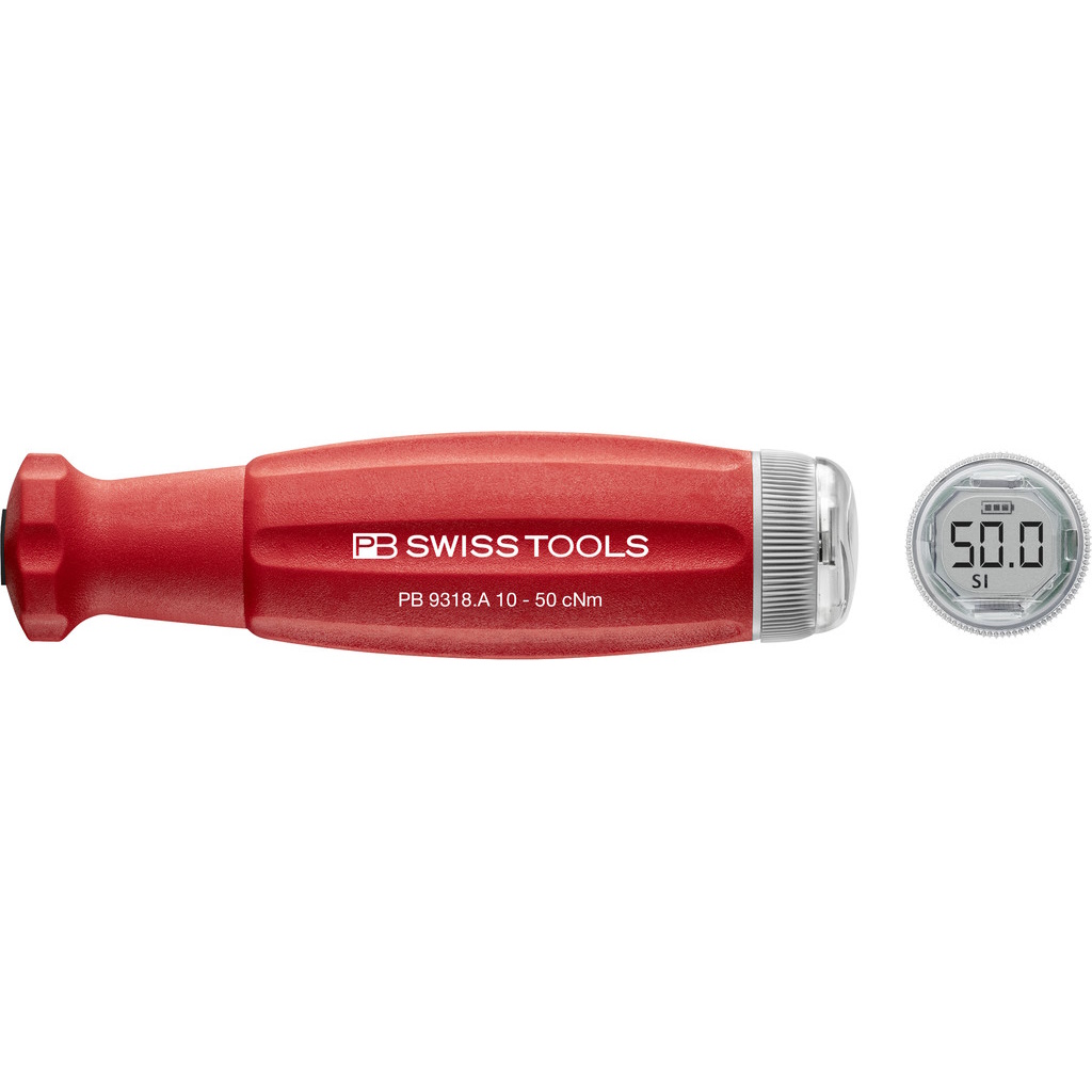 PB Swiss Tools 9318.A 10-50 CBB DigiTorque V02, Drehmomentschraubenzieher fr PB53 Klingen, 10-50 cNm