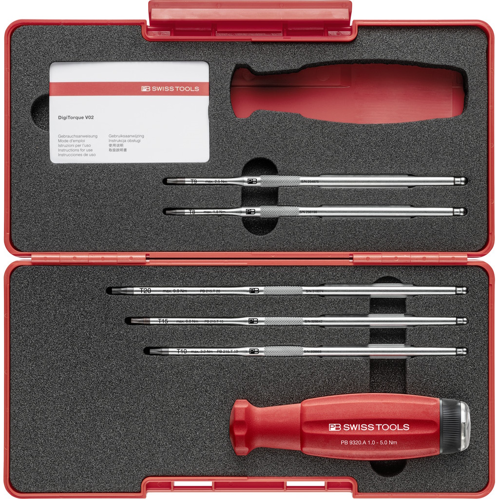 PB Swiss Tools 9320.Set A3 CBB DigiTorque V02, Drehmomentschraubenziehersatz, 1,0-5,0 Nm