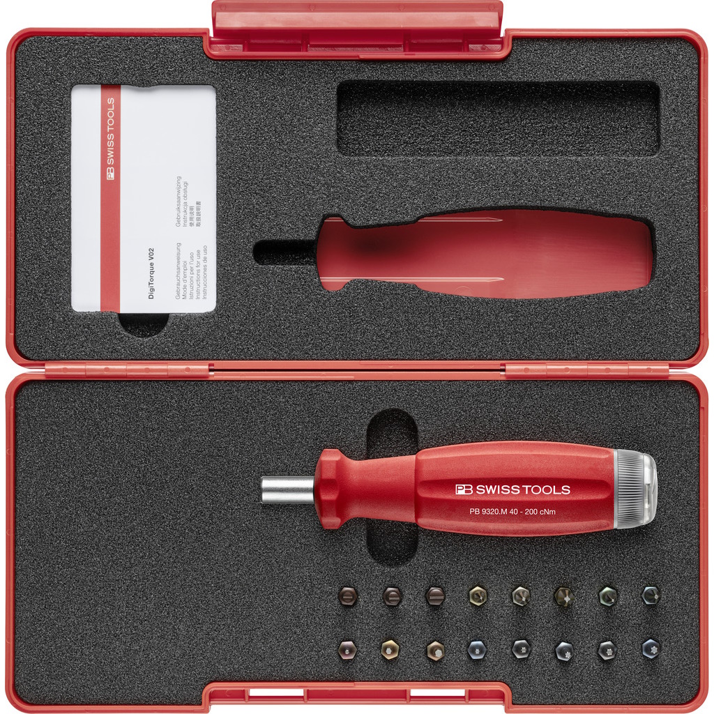 PB Swiss Tools 9320.Set B2 CBB DigiTorque V02, Drehmomentschraubenziehersatz, 0,4-2,0 Nm