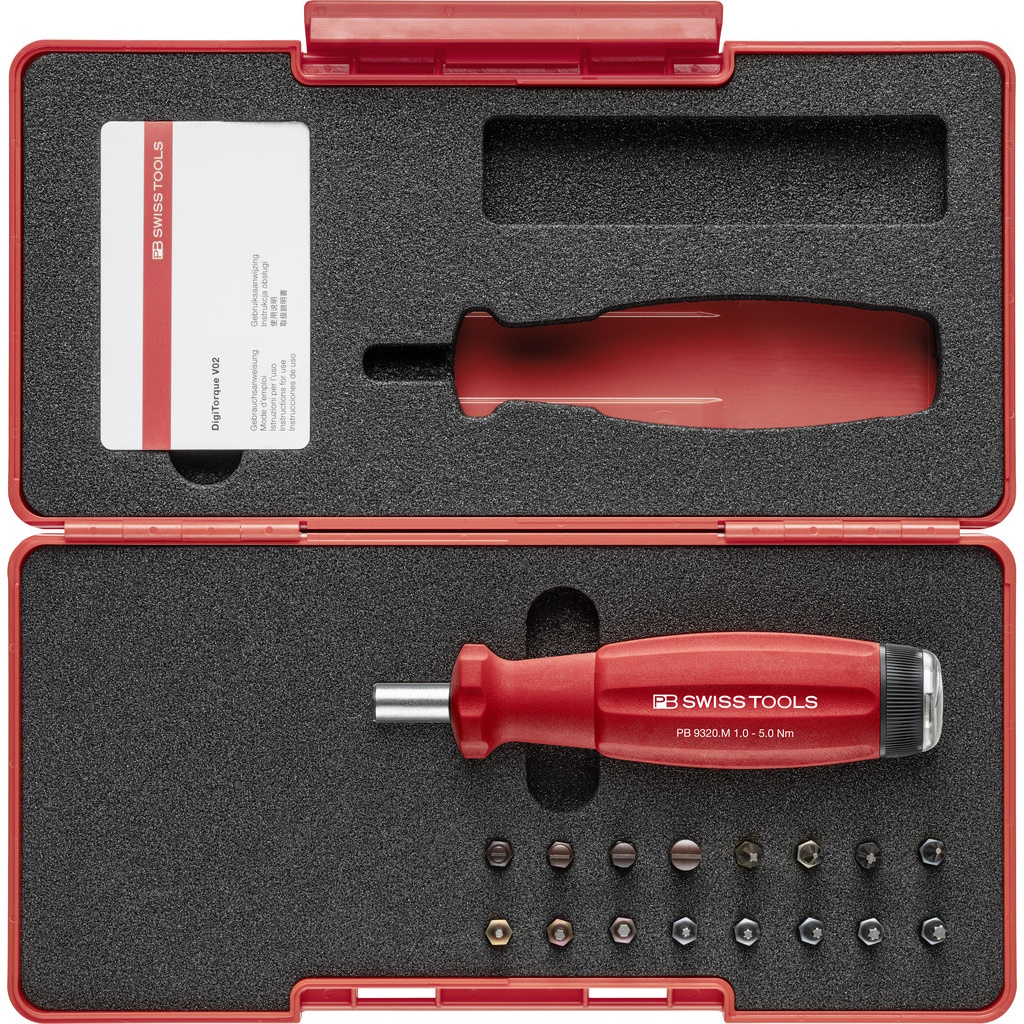 PB Swiss Tools 9320.Set B3 CBB DigiTorque V02, Drehmomentschraubenziehersatz, 1,0-5,0 Nm