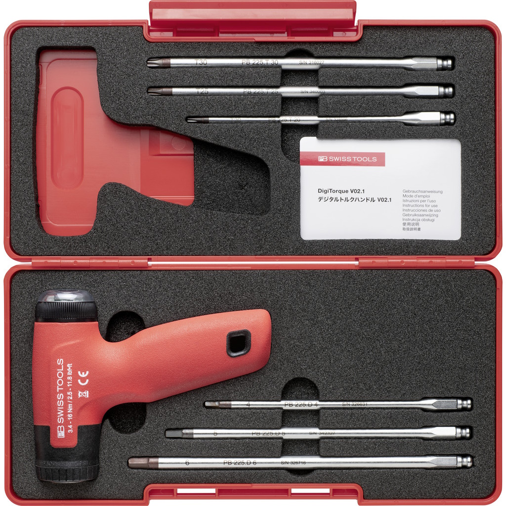 PB Swiss Tools 9325.Set A1 CBB DigiTorque V02, Drehmomentschraubenzieher-Set, 3,4-16,0 Nm