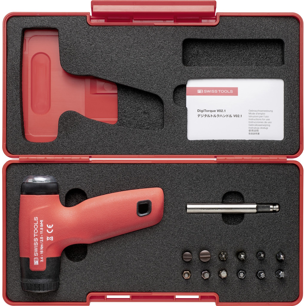 PB Swiss Tools 9325.Set B1 CBB DigiTorque V02, Drehmomentschraubenzieher-Set, 3,4-16,0 Nm